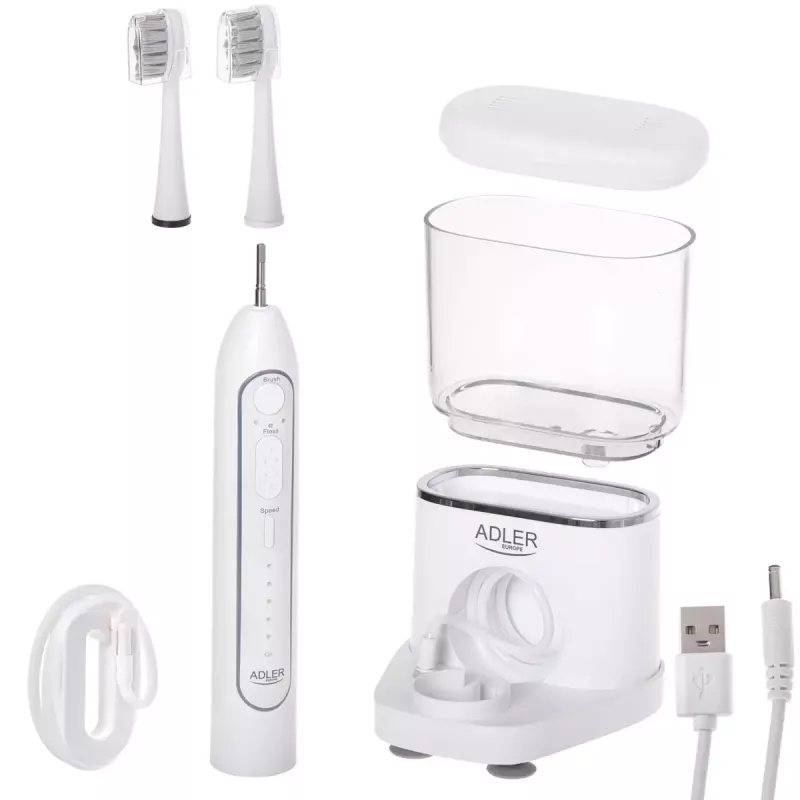 Escova de dentes Adler 2-em-1 fio dental elétrico Sonic Brush AD 2180w