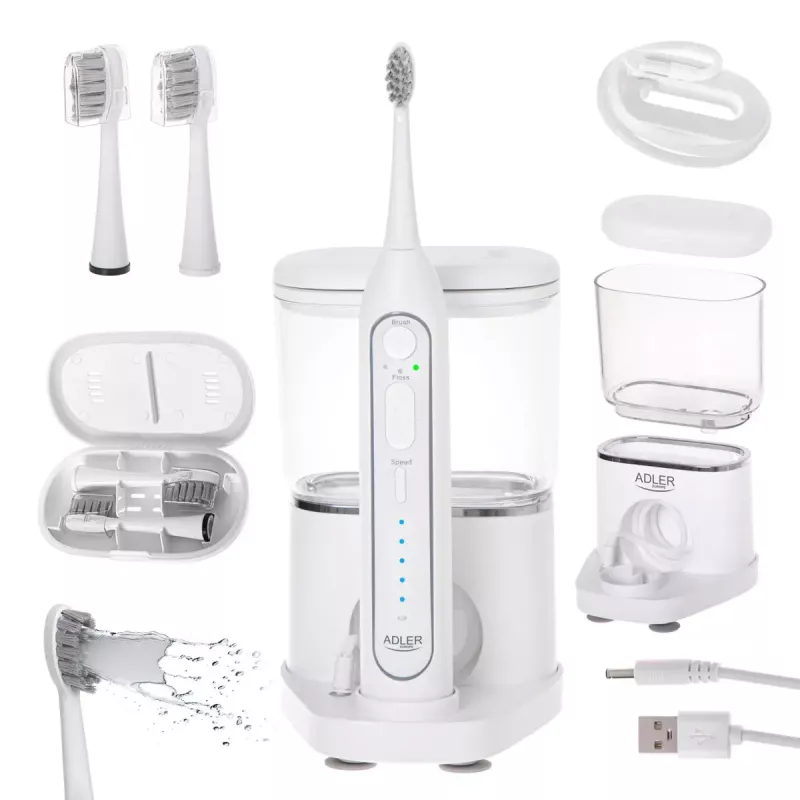 Escova de dentes Adler 2-em-1 fio dental elétrico Sonic Brush AD 2180w