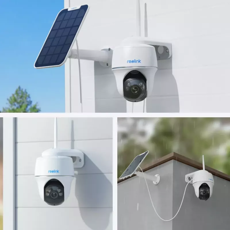 Câmara de vigilância IP Reolink Argus Series B430 — 5 MP, sem fios, bateria/solar 6000 mAh, dome, interior/exterior, PIR, rotação 355°, inclinação 140°