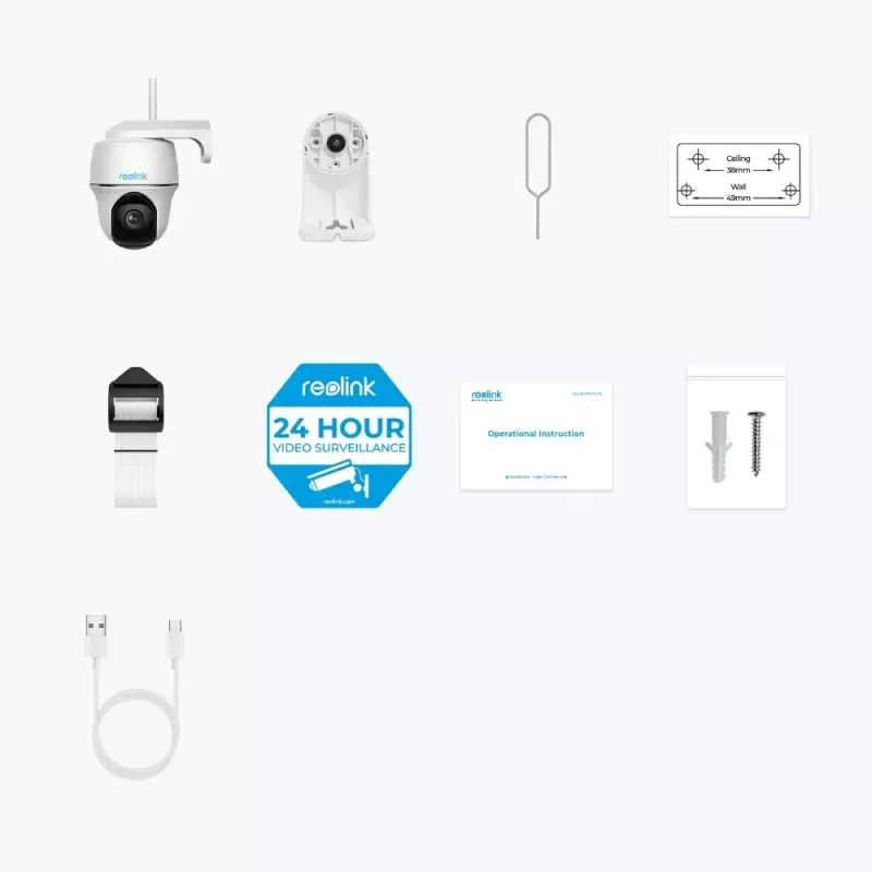 Câmara de vigilância IP Reolink Argus Series B430 — 5 MP, sem fios, bateria/solar 6000 mAh, dome, interior/exterior, PIR, rotação 355°, inclinação 140°