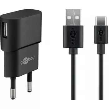 Carregador de interior GOOBAY 45298 — USB universal 5V 1m, AC 100–240V, 5 W, preto
