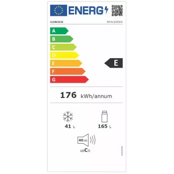 Frigorífico independente Gorenje RF4142PW4, total 206 L, compartimento de refrigeração 165 L, compartimento de congelação 41 L, branco