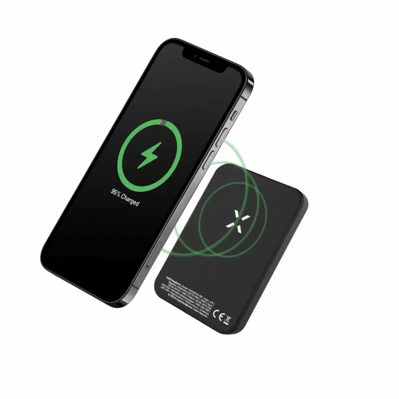 Powerbank portátil FIXED MagZen 6000 mAh – preto, saída USB para smartphones e tablets