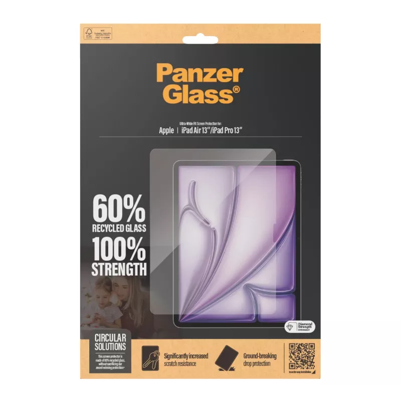 Película de proteção de ecrã PanzerGlass® iPad Air 13'' (2024-2026) | iPad Pro 13'' (2024-2025) | Ultra-Wide Fit