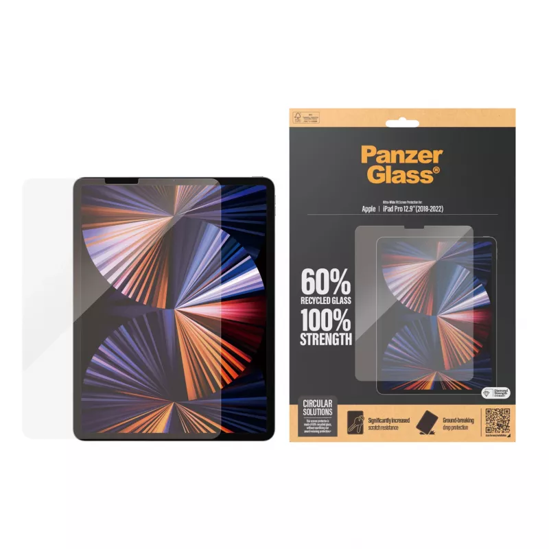 Película de proteção de ecrã PanzerGlass® iPad Pro 12,9'' (2018, 2020, 2021, 2022) | Ultra-Wide Fit