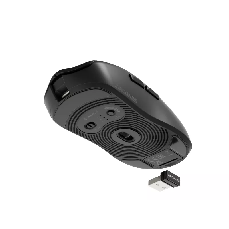 Rato gaming GENESIS Zircon 500 para destros RF sem fios + Bluetooth + USB Type-C ótico 10000 DPI