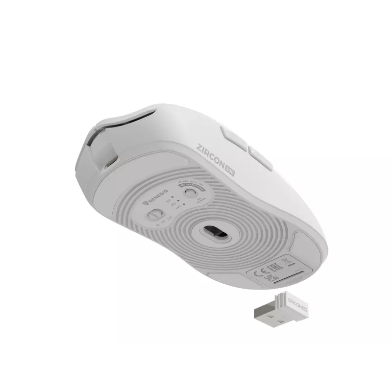 Rato gaming GENESIS Zircon 500 para destros RF sem fios + Bluetooth + USB Type-C ótico 10000 DPI