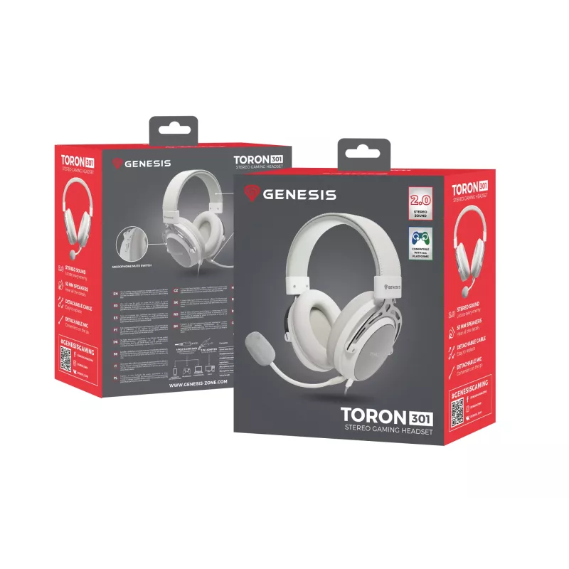 Headset GENESIS Toron 301 com fios head-band gaming branco