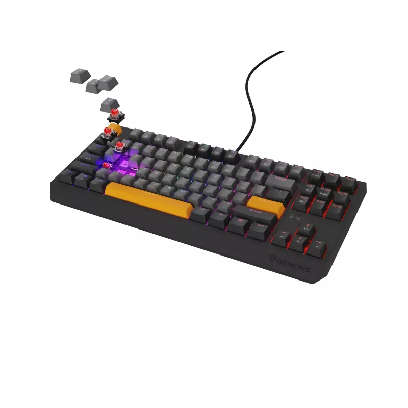 Genesis Thor 230 TKL teclado mecânico gaming com fios, US, Anchor Gray Negative, Outemu Red