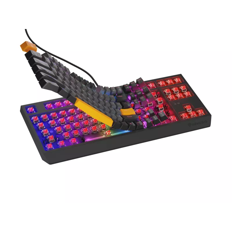 Genesis Thor 230 TKL teclado mecânico gaming com fios, US, Anchor Gray Negative, Outemu Red