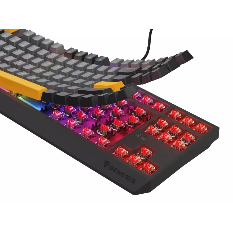Genesis Thor 230 TKL teclado mecânico gaming com fios, US, Anchor Gray Negative, Outemu Red
