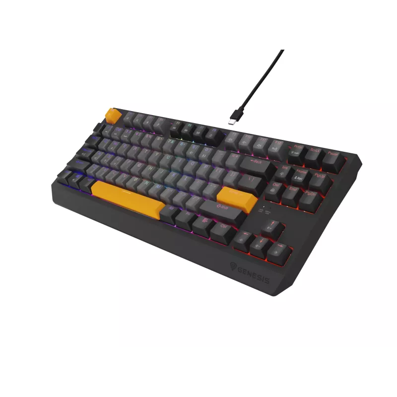 Genesis Thor 230 TKL teclado mecânico gaming com fios, US, Anchor Gray Negative, Outemu Red