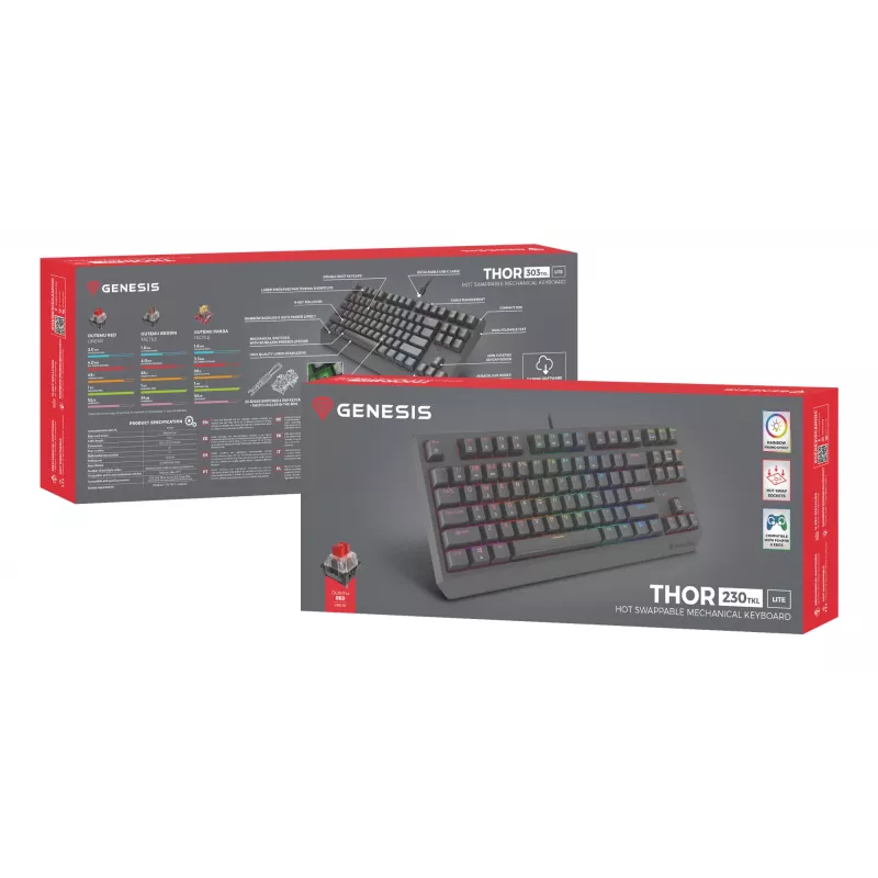 Teclado gaming GENESIS Thor 230 TKL Lite USB QWERTY inglês preto