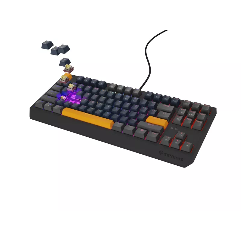 Teclado gaming GENESIS THOR 230 TKL USB + RF sem fios + Bluetooth QWERTY preto, azul, cinzento, laranja