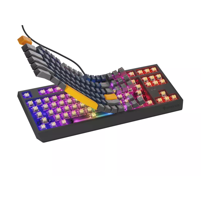 Teclado gaming GENESIS THOR 230 TKL USB + RF sem fios + Bluetooth QWERTY preto, azul, cinzento, laranja