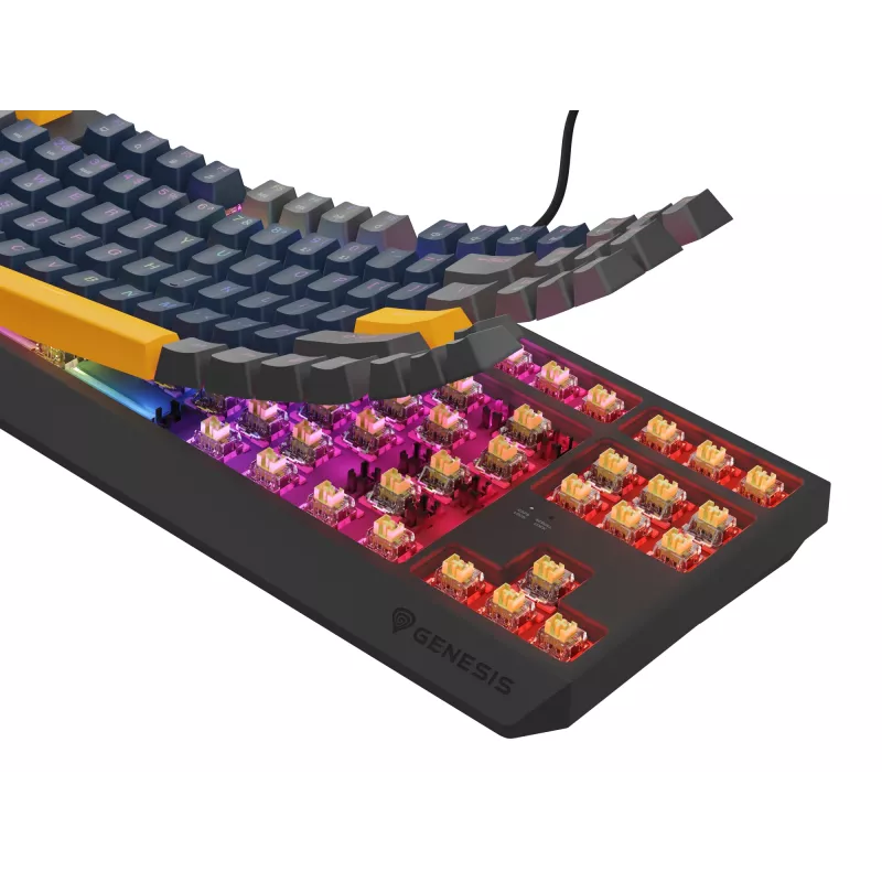 Teclado gaming GENESIS THOR 230 TKL USB + RF sem fios + Bluetooth QWERTY preto, azul, cinzento, laranja