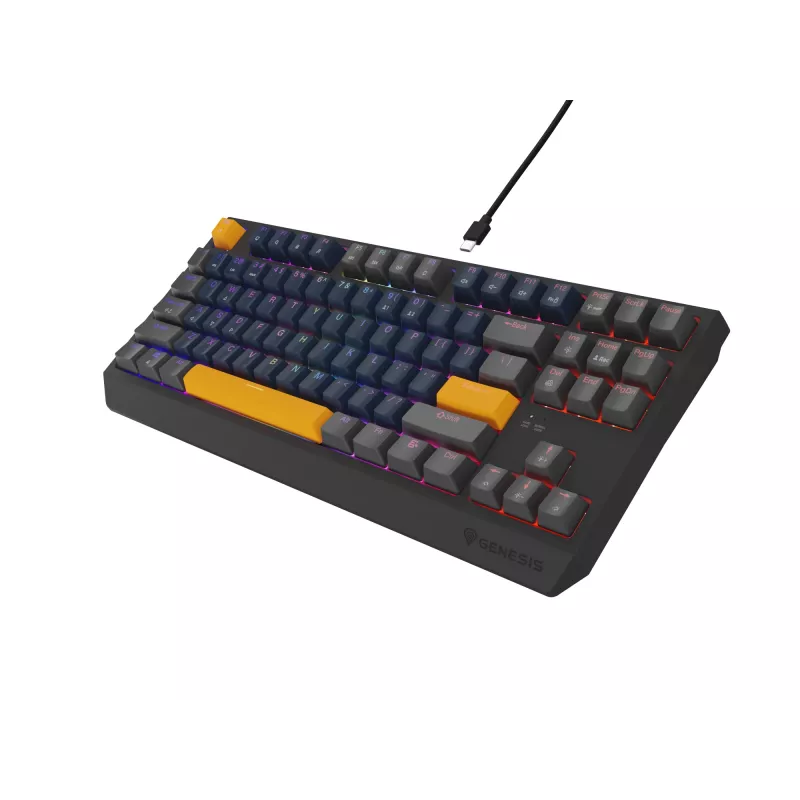 Teclado gaming GENESIS THOR 230 TKL USB + RF sem fios + Bluetooth QWERTY preto, azul, cinzento, laranja