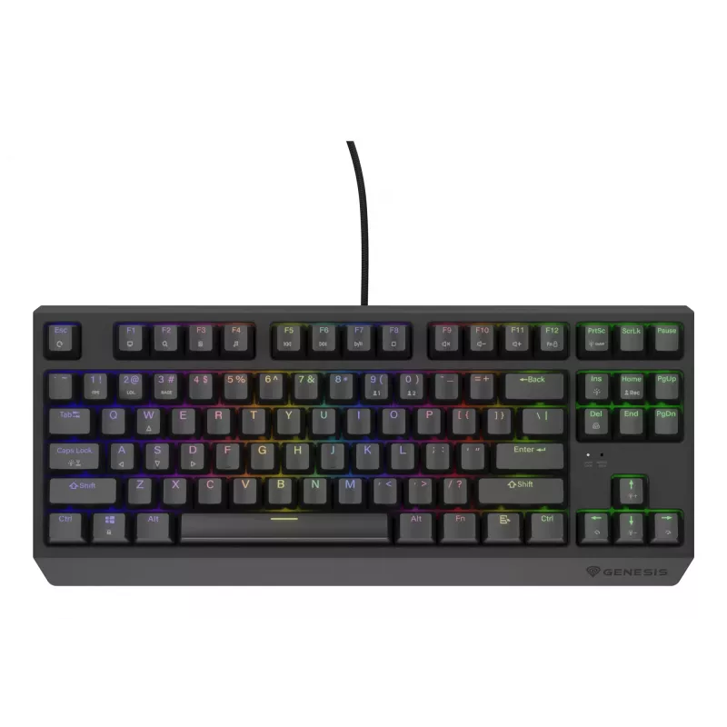 Teclado gaming mecânico Genesis Thor 230 TKL — tenkeyless, US QWERTY, switches Outemu Brown, RGB, 1000 Hz, USB