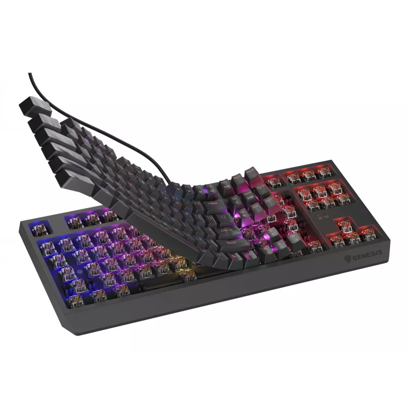 Teclado gaming mecânico Genesis Thor 230 TKL — tenkeyless, US QWERTY, switches Outemu Brown, RGB, 1000 Hz, USB