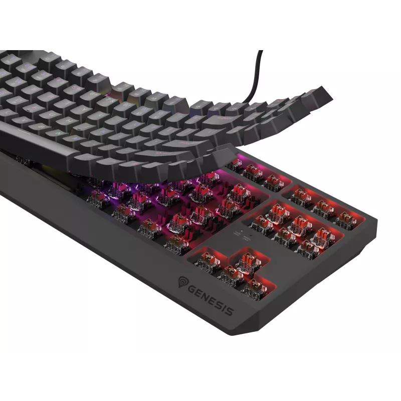 Teclado gaming mecânico Genesis Thor 230 TKL — tenkeyless, US QWERTY, switches Outemu Brown, RGB, 1000 Hz, USB