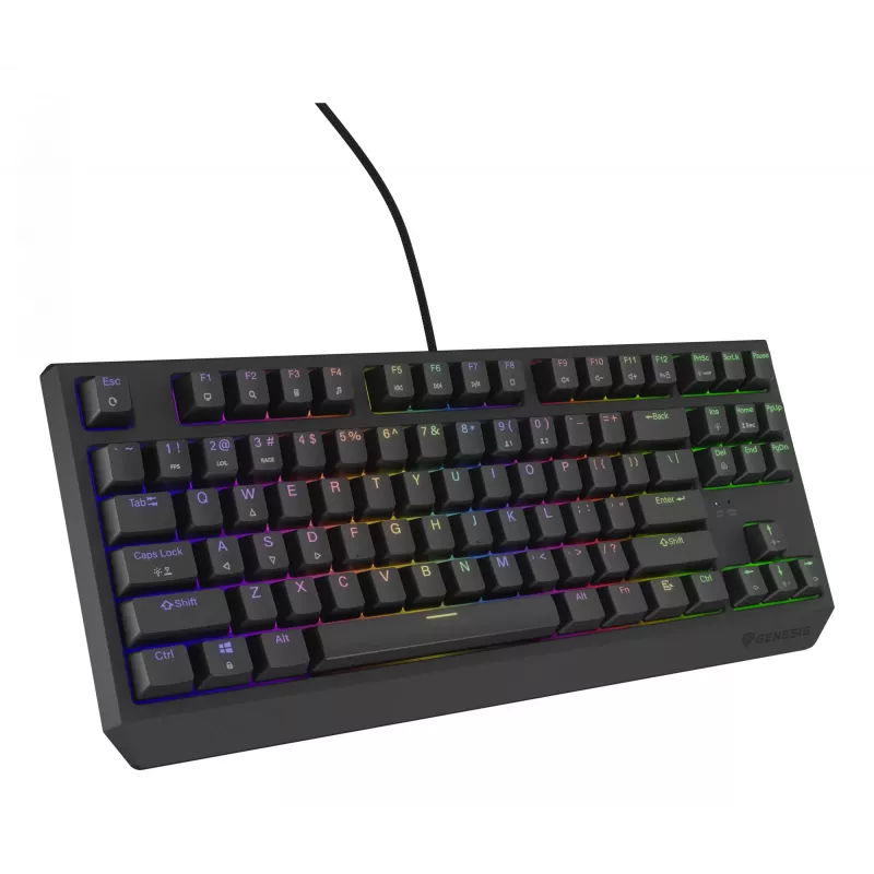 Teclado gaming mecânico Genesis Thor 230 TKL — tenkeyless, US QWERTY, switches Outemu Brown, RGB, 1000 Hz, USB