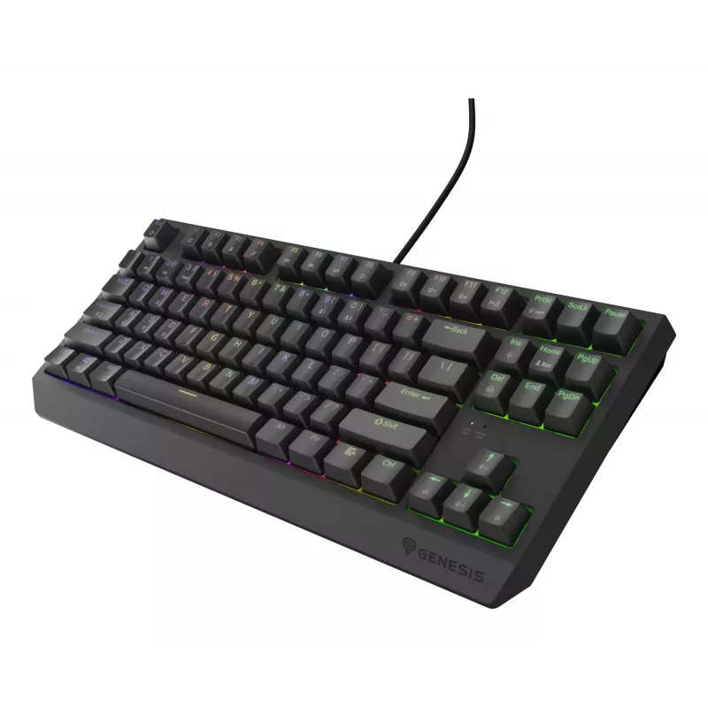 Teclado gaming mecânico Genesis Thor 230 TKL — tenkeyless, US QWERTY, switches Outemu Brown, RGB, 1000 Hz, USB