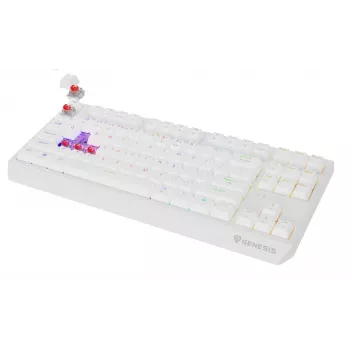 Teclado gaming tenkeyless GENESIS Thor 230 TKL — USB, RF Wireless, Bluetooth, QWERTY, branco