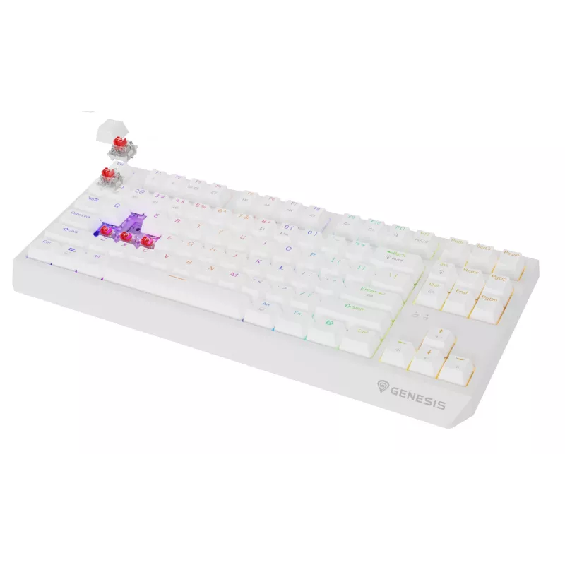 Teclado gaming tenkeyless GENESIS Thor 230 TKL — USB, RF Wireless, Bluetooth, QWERTY, branco