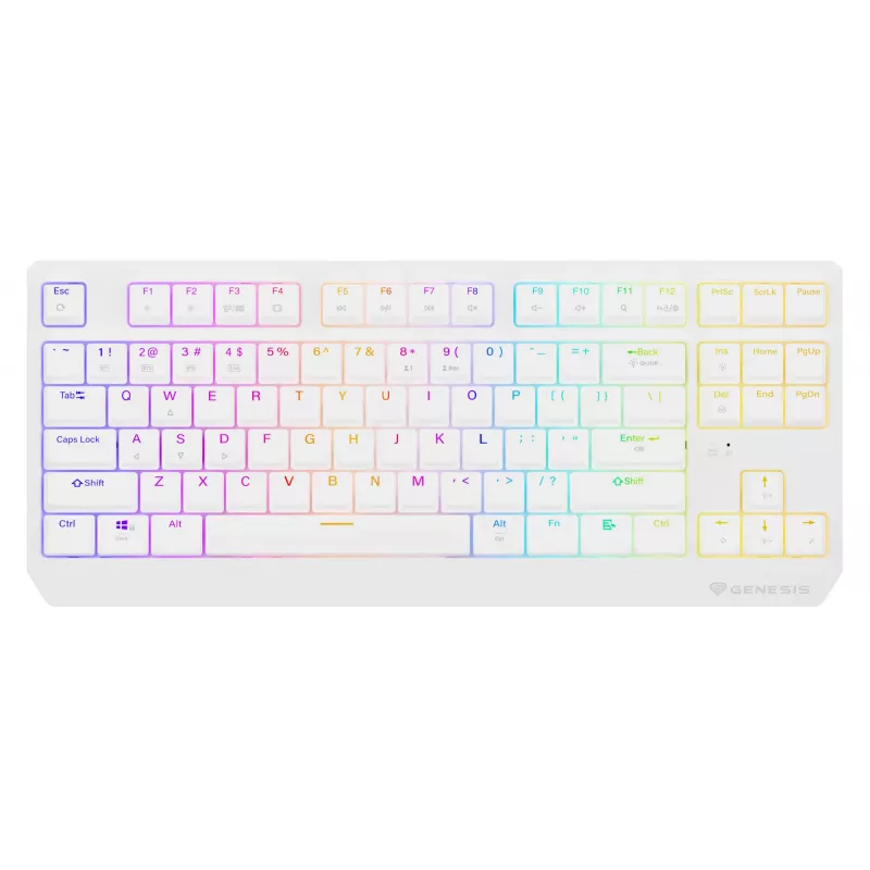 Teclado gaming tenkeyless GENESIS Thor 230 TKL — USB, RF Wireless, Bluetooth, QWERTY, branco