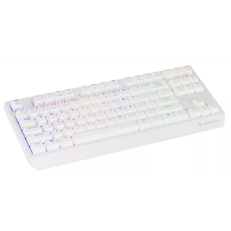 Teclado gaming tenkeyless GENESIS Thor 230 TKL — USB, RF Wireless, Bluetooth, QWERTY, branco