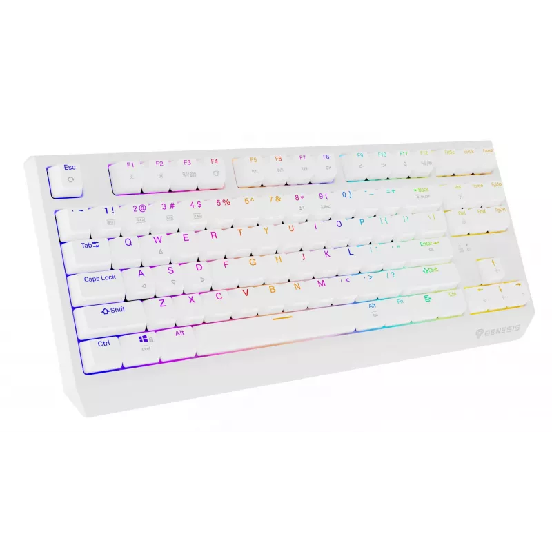 Teclado gaming tenkeyless GENESIS Thor 230 TKL — USB, RF Wireless, Bluetooth, QWERTY, branco