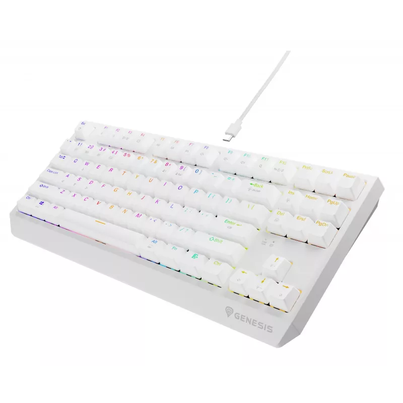 Teclado gaming tenkeyless GENESIS Thor 230 TKL — USB, RF Wireless, Bluetooth, QWERTY, branco
