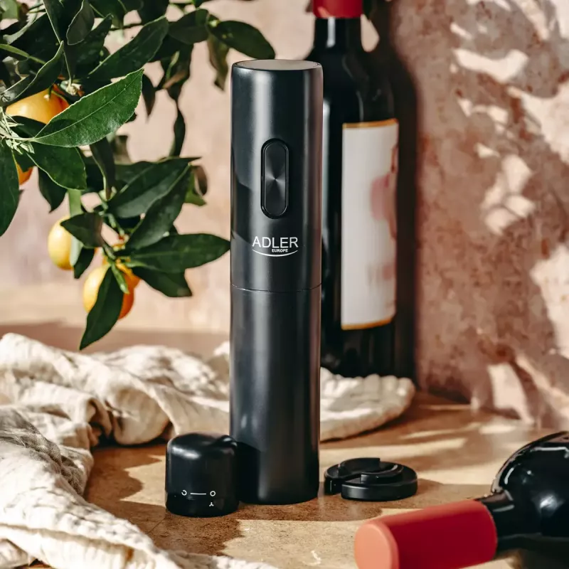 Abridor de vinho elétrico Adler AD 4509 — abridor de garrafas sem fios a pilhas, preto