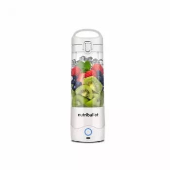Batedeira desportiva NUTRIBULLET Portable 0,475 l branco com recipiente Tritan e lâminas de aço inoxidável, a pilhas