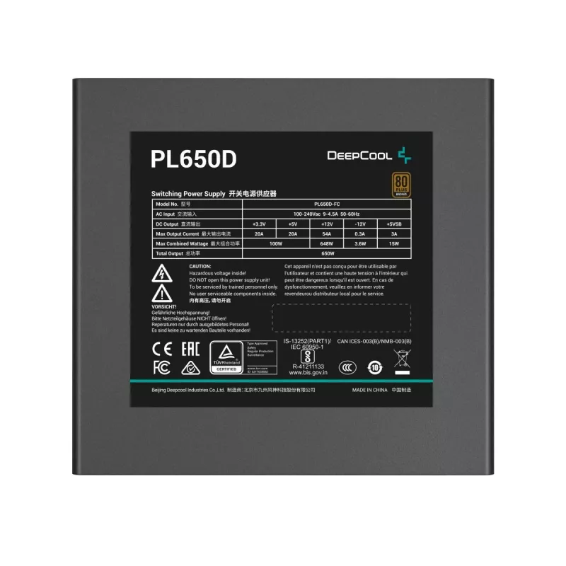 Fonte de alimentação DEEPCOOL Pl650d 650 W 20+4 pinos ATX - preto