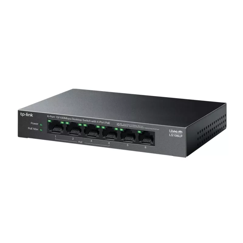 Switch de rede TP-Link LiteWave LS106LP não gerido Fast Ethernet (10/100) Power over Ethernet (PoE) preto