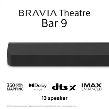 Sony BRAVIA Theatre Bar 9 – Soundbar Dolby Atmos®, 13 altifalantes, Wi-Fi®, Bluetooth®, 360 Spatial Sound Mapping