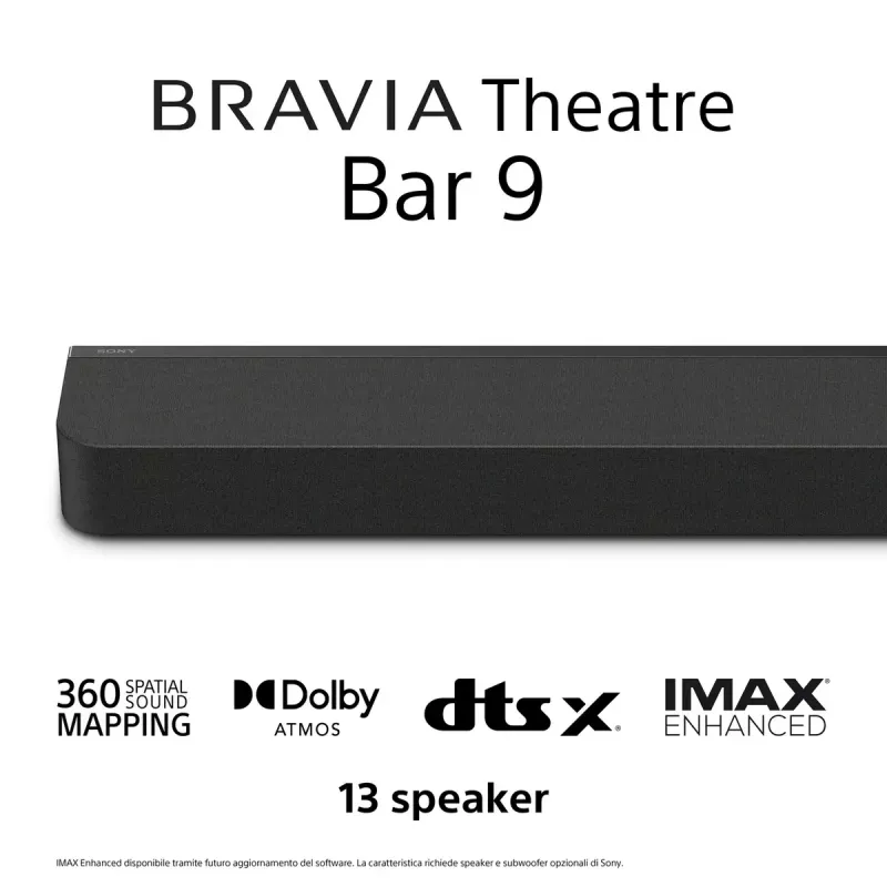 Sony BRAVIA Theatre Bar 9 HT-A9000 barra de som, Dolby Atmos, 7.0.2 canais, 495 W, Bluetooth, preta