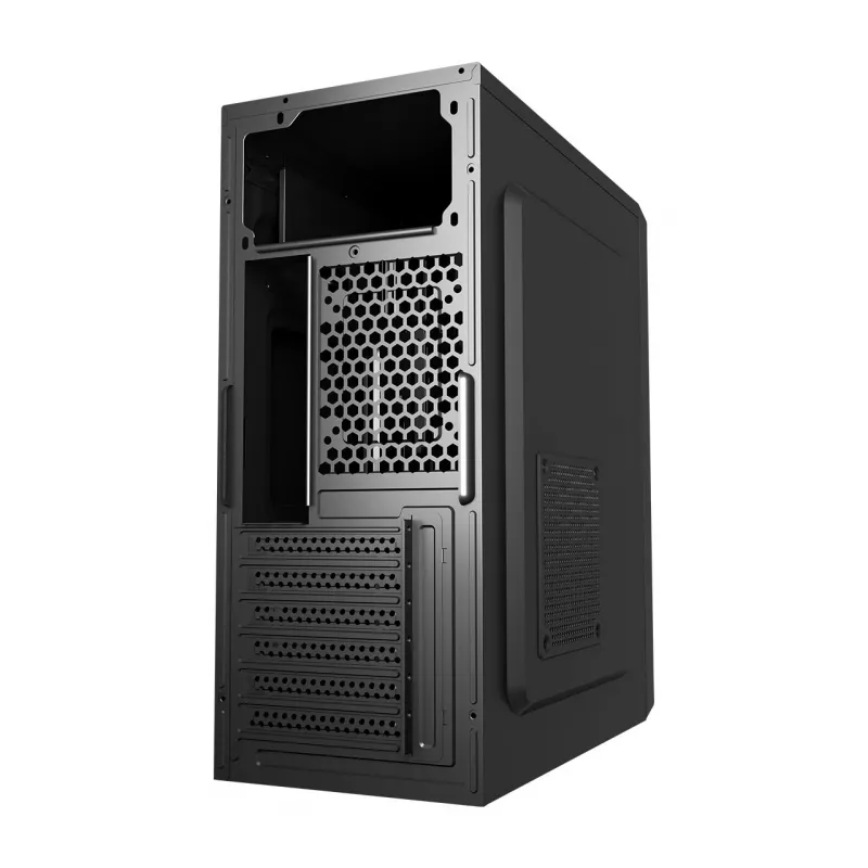 FSP CMT160 caixa de PC Midi Tower, ATX/micro ATX/ITX, compartimentos 1x 5,25″ + 1x 3,5″ + 2x 2,5″, 6 ranhuras de expansão, sem fonte de alimentação, preta