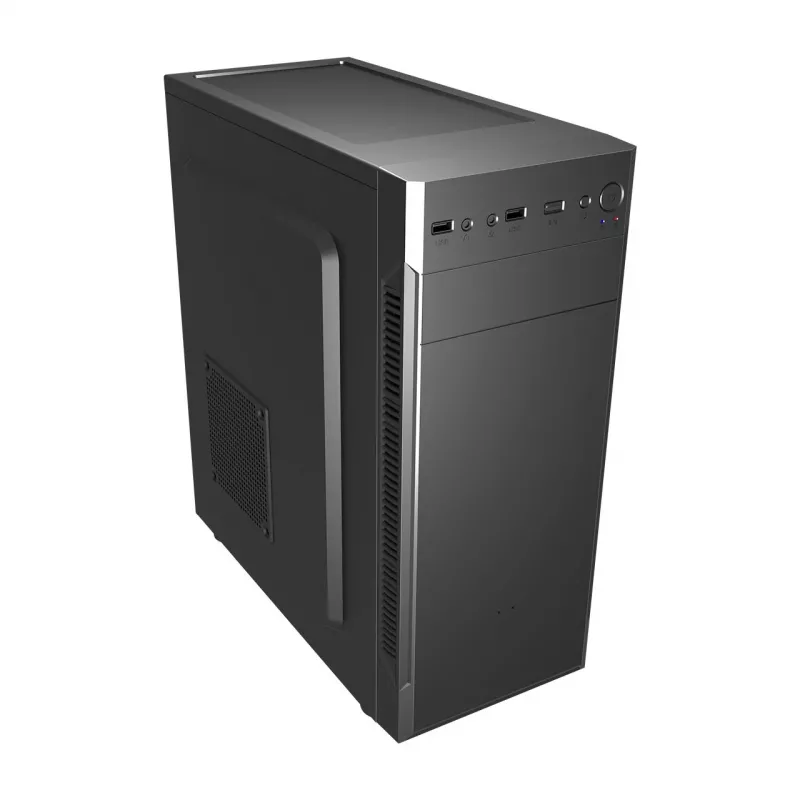 FSP CMT160 caixa de PC Midi Tower, ATX/micro ATX/ITX, compartimentos 1x 5,25″ + 1x 3,5″ + 2x 2,5″, 6 ranhuras de expansão, sem fonte de alimentação, preta