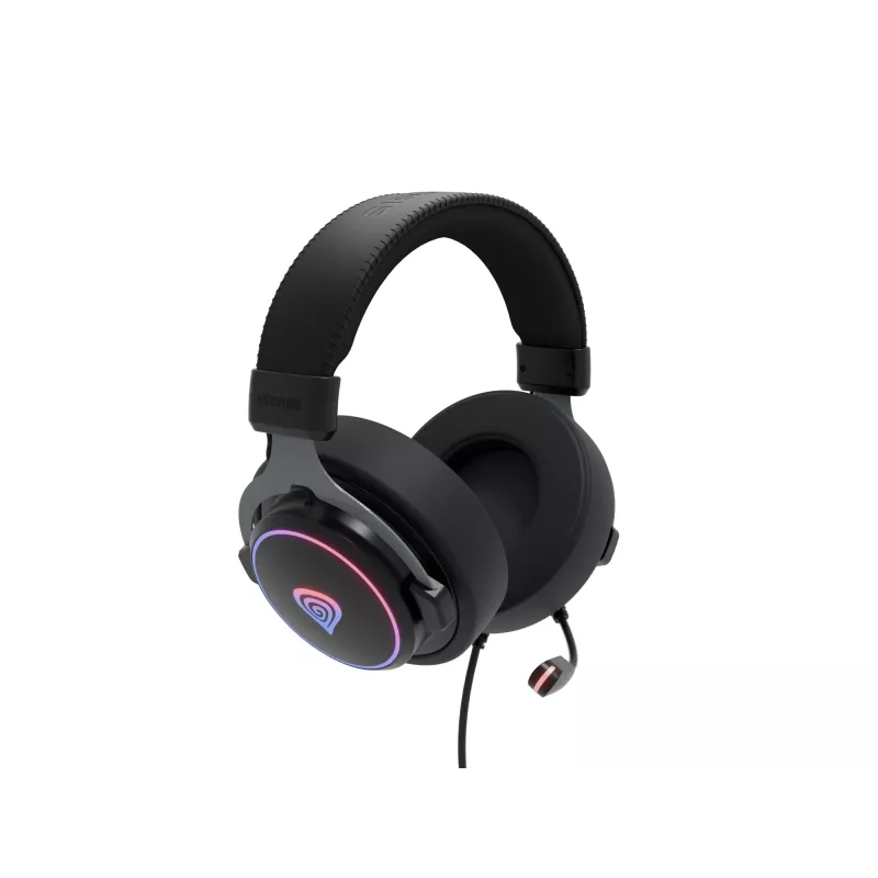 Headset GENESIS Neon 764 com fios gaming com arco de cabeça USB Type-A preto