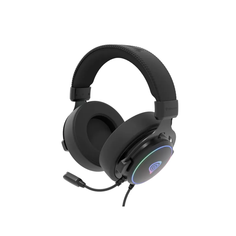 Headset GENESIS Neon 764 com fios gaming com arco de cabeça USB Type-A preto