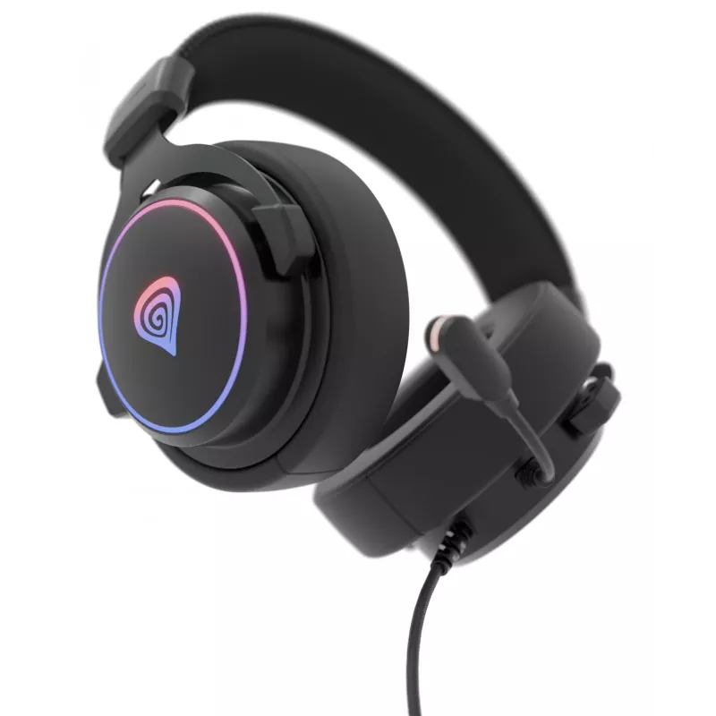 Headset GENESIS Neon 764 com fios gaming com arco de cabeça USB Type-A preto
