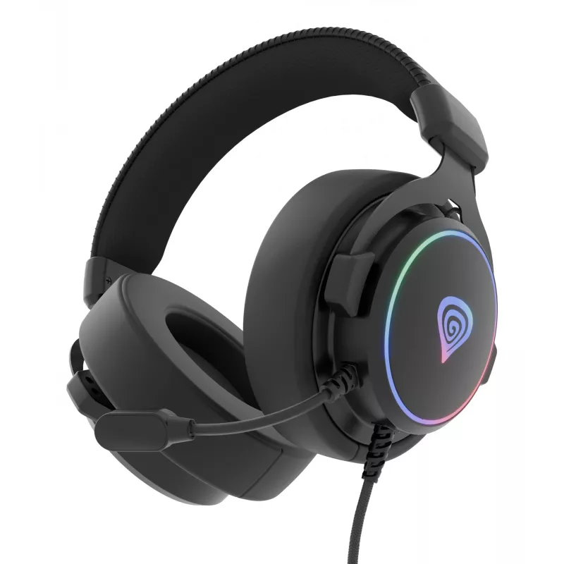 Headset GENESIS Neon 764 com fios gaming com arco de cabeça USB Type-A preto