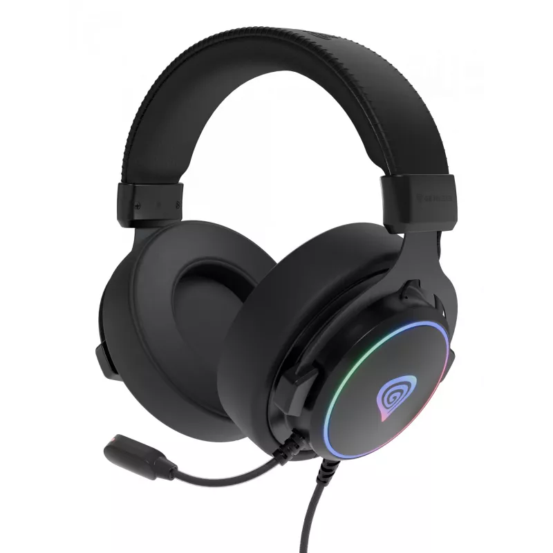 Headset GENESIS Neon 764 com fios gaming com arco de cabeça USB Type-A preto