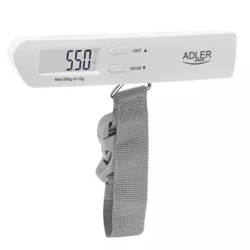 Balança de bagagem Adler AD 8191, máximo 50 kg, precisão 10 g, cinzenta