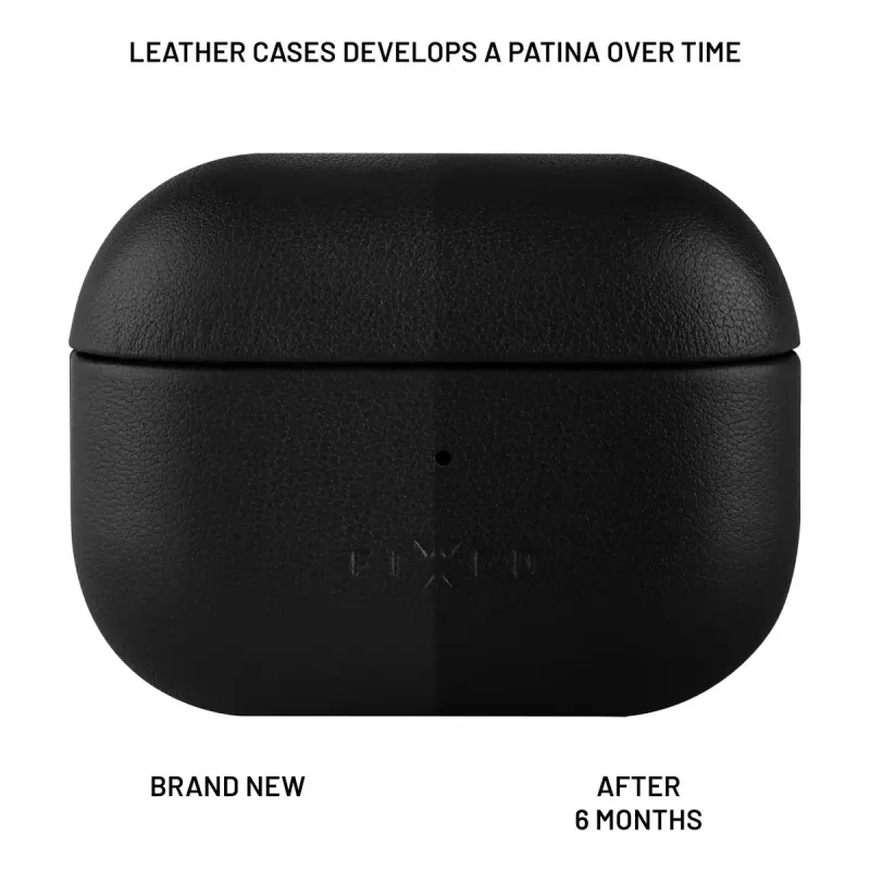 Capa de proteção em pele FIXED FIXLPM-999-BK para auriculares com suporte MagSafe, preta