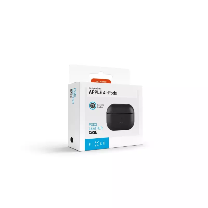 Capa de proteção em pele FIXED FIXLPM-999-BK para auriculares com suporte MagSafe, preta