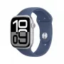 Smartwatch Apple Watch Series 10 GPS 46mm caixa de alumínio prateado com pulseira desportiva Denim – M/L