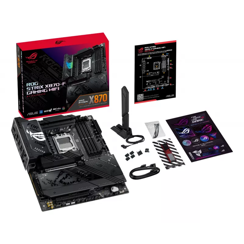 Placa-mãe ASUS ROG STRIX X870-F GAMING WIFI — AMD X870, Socket AM5, ATX, DDR5, 4x DIMM, Wi‑Fi 7, BT 5.4